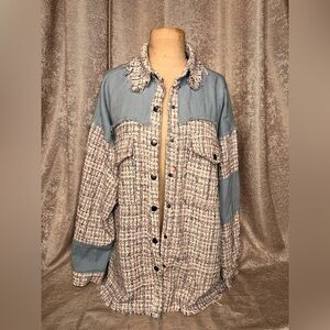 Dance & Marvel Blue and Gray Tweed‎ Blazer